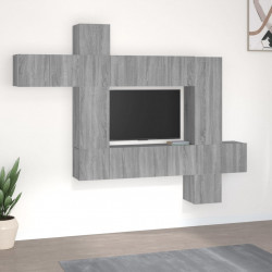 Zestaw 10 szafek TV, szary dąb sonoma, materiał drewnopochodny