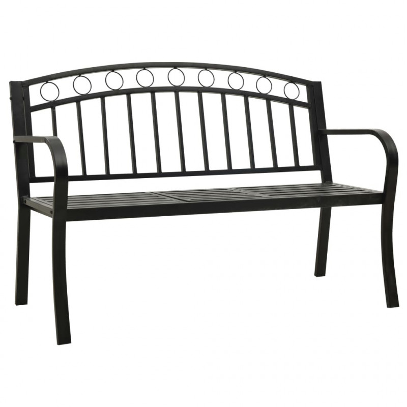 Ławka ogrodowa ze stolikiem, 125 cm, stal, czarna