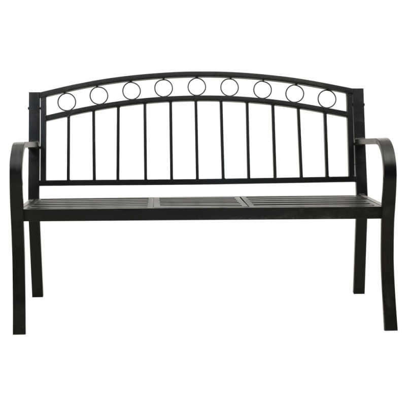 Ławka ogrodowa ze stolikiem, 125 cm, stal, czarna