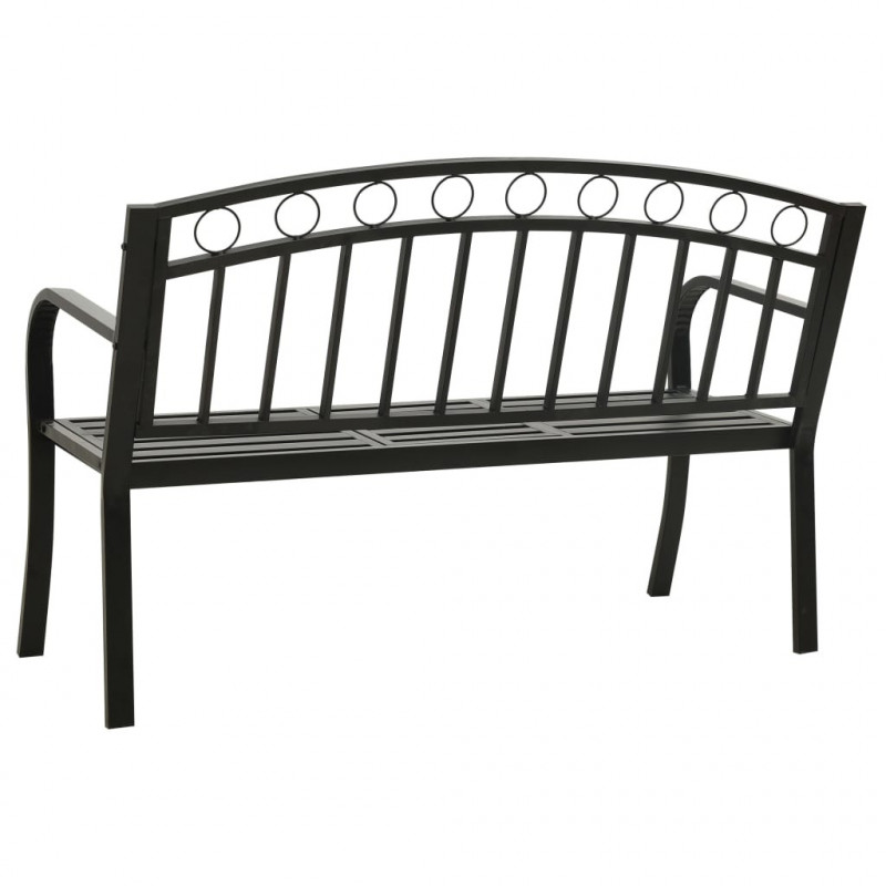 Ławka ogrodowa ze stolikiem, 125 cm, stal, czarna