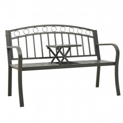 Ławka ogrodowa ze stolikiem, 125 cm, stal, szara