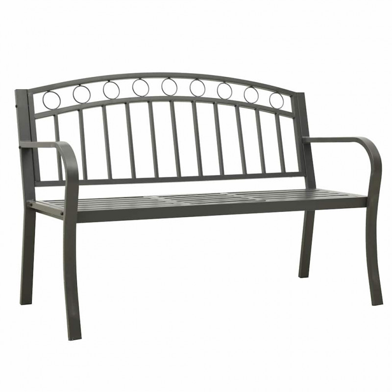 Ławka ogrodowa ze stolikiem, 125 cm, stal, szara