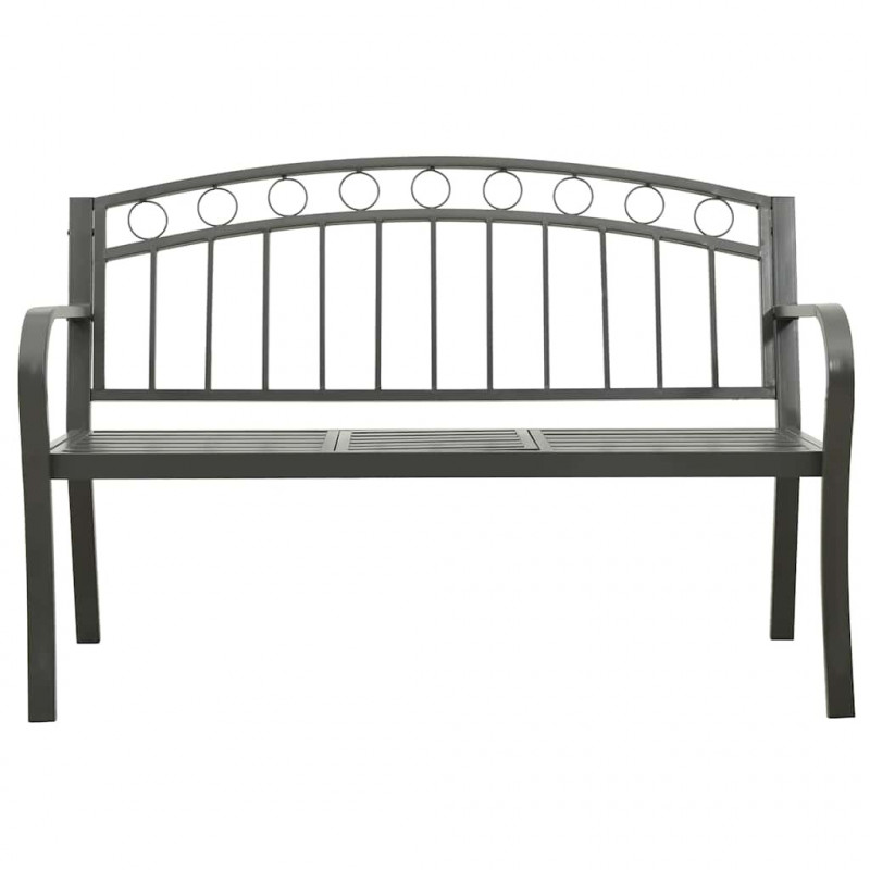 Ławka ogrodowa ze stolikiem, 125 cm, stal, szara