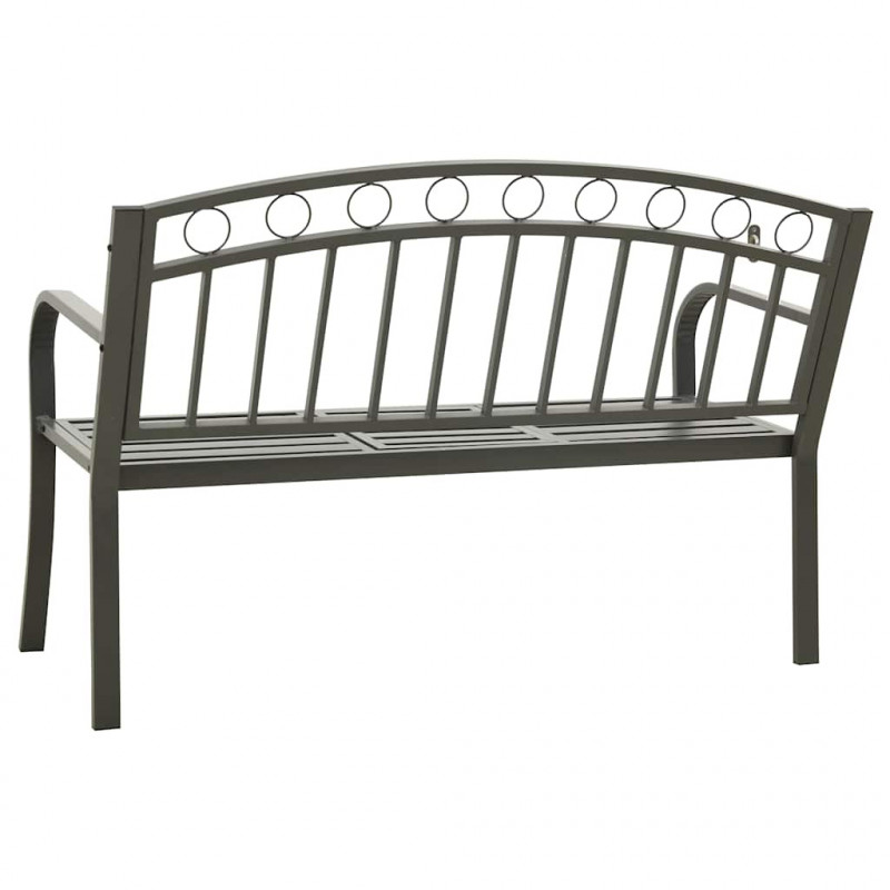 Ławka ogrodowa ze stolikiem, 125 cm, stal, szara