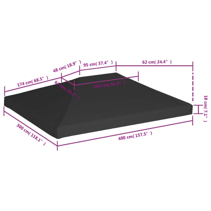 Zadaszenie altany ogrodowej, 270 g/m², 4x3 m, czarne