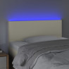 Zagłówek do łóżka z LED, kremowy, 80x5x78/88 cm, sztuczna skóra