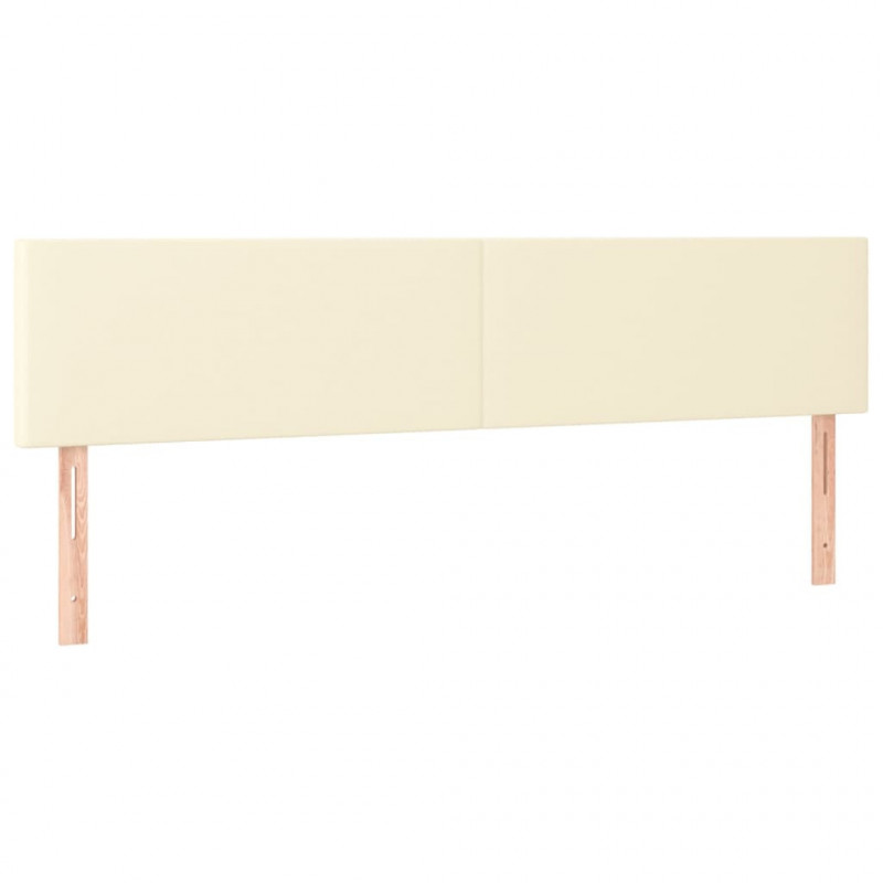 Zagłówek do łóżka z LED, kremowy, 180x5x78/88cm, sztuczna skóra