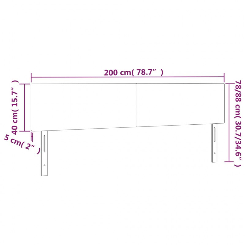 Zagłówek do łóżka z LED, kremowy, 200x5x78/88cm, sztuczna skóra