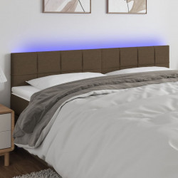 Zagłówek do łóżka z LED, ciemnobrązowy, 160x5x78/88 cm, tkanina