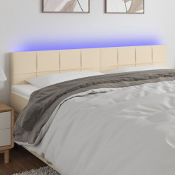 Zagłówek do łóżka z LED, kremowy, 200x5x78/88 cm, tkanina