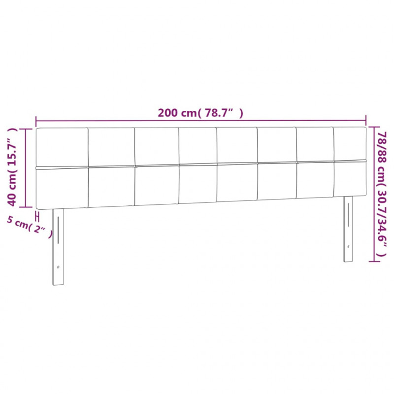 Zagłówek do łóżka z LED, kremowy, 200x5x78/88 cm, tkanina