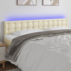 Zagłówek do łóżka z LED, kremowy, 160x5x78/88cm, sztuczna skóra