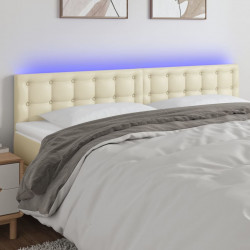 Zagłówek do łóżka z LED, kremowy, 180x5x78/88cm, sztuczna skóra