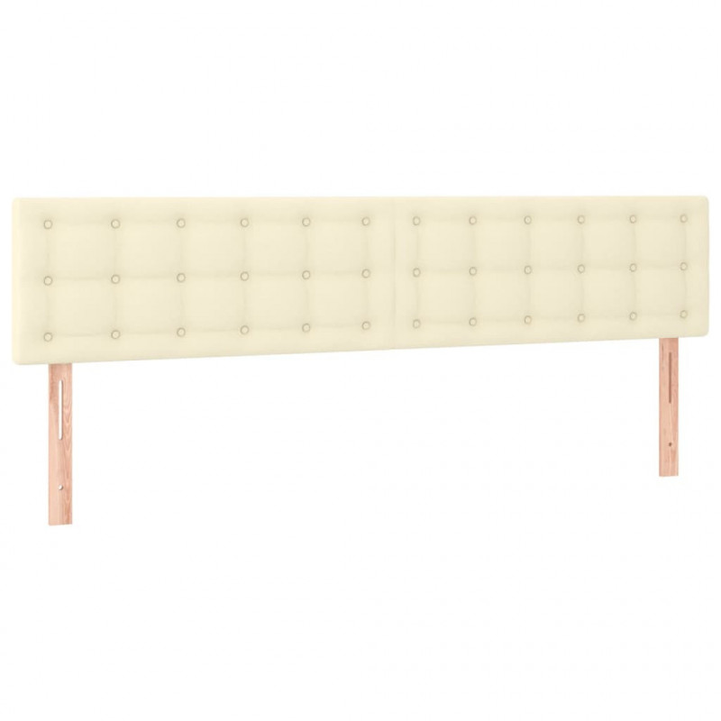 Zagłówek do łóżka z LED, kremowy, 200x5x78/88cm, sztuczna skóra