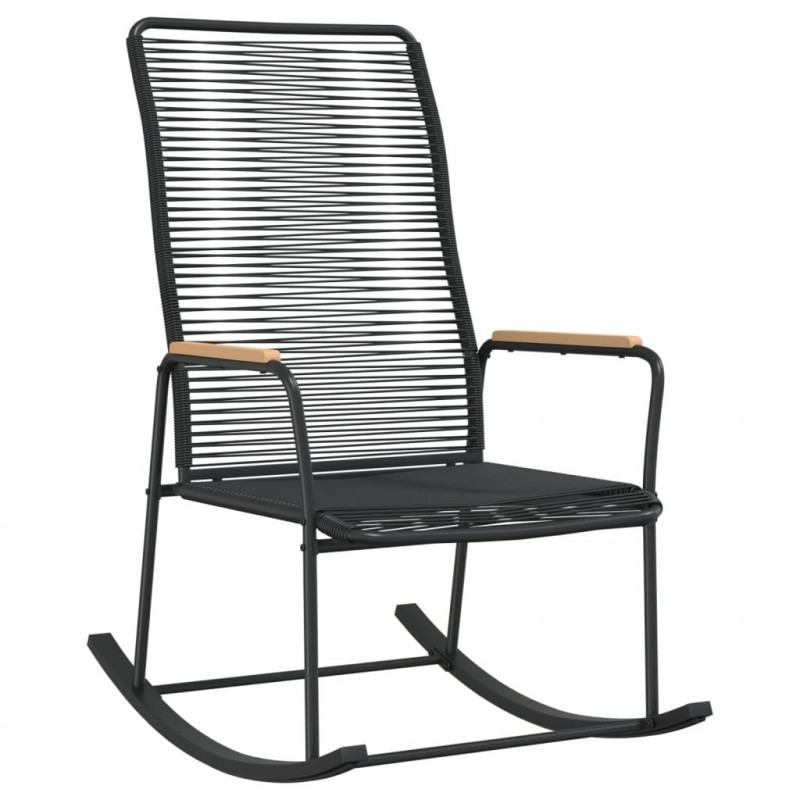 Ogrodowy fotel bujany, czarny, 59x79,5x104 cm, rattan PVC