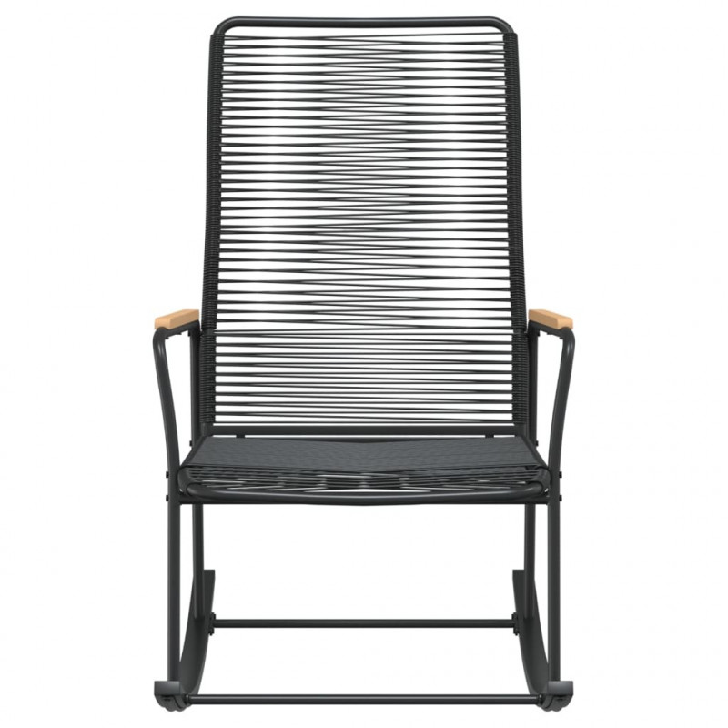 Ogrodowy fotel bujany, czarny, 59x79,5x104 cm, rattan PVC