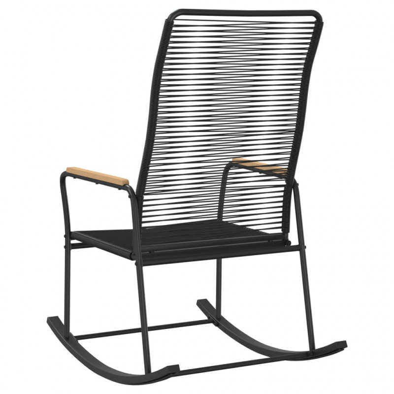 Ogrodowy fotel bujany, czarny, 59x79,5x104 cm, rattan PVC