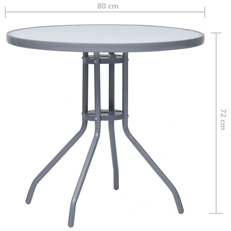 Stolik ogrodowy, jasnoszary, 80 cm, stal i szkło