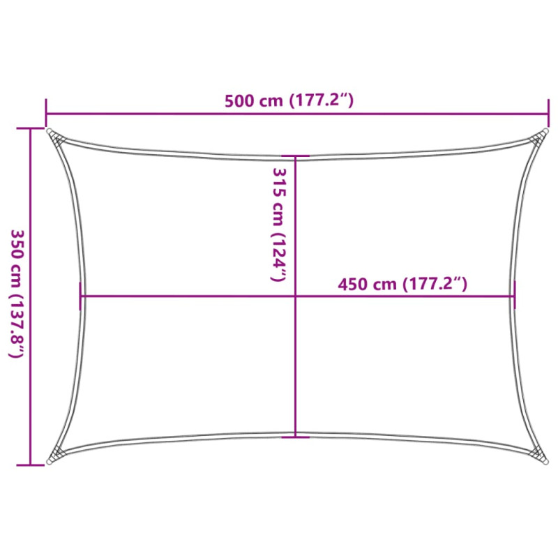 Żagiel przeciwsłoneczny, 160 g/m², biały, 3,5x5 m, HDPE