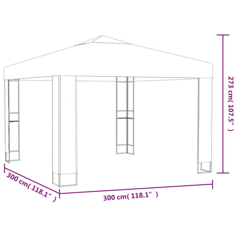 Altana z podwójnym dachem, 3x3x2,7 m, taupe, 180 g/m²