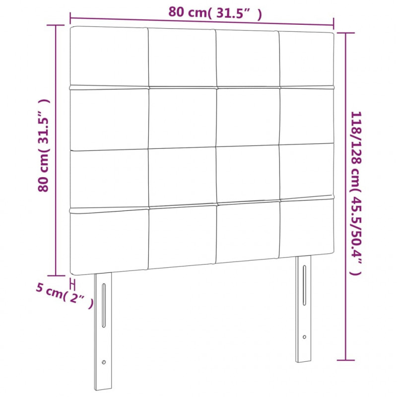Zagłówek do łóżka z LED ciemnobrązowy 80x5x118/128 cm tkanina