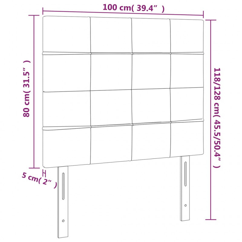 Zagłówek do łóżka z LED ciemnobrązowy 100x5x118/128 cm tkanina