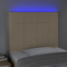 Zagłówek do łóżka z LED, kremowy, 100x5x118/128 cm, tkanina