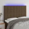 Zagłówek do łóżka z LED ciemnobrązowy 144x5x118/128 cm tkanina