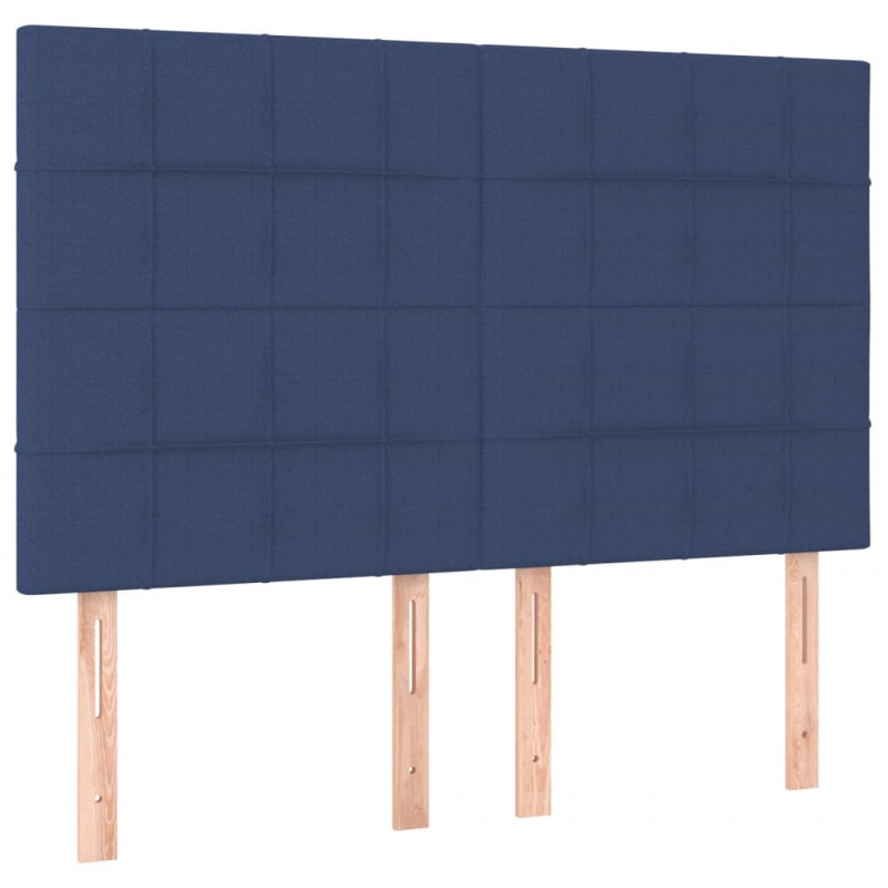 Zagłówek do łóżka z LED, niebieski, 144x5x118/128 cm, tkanina