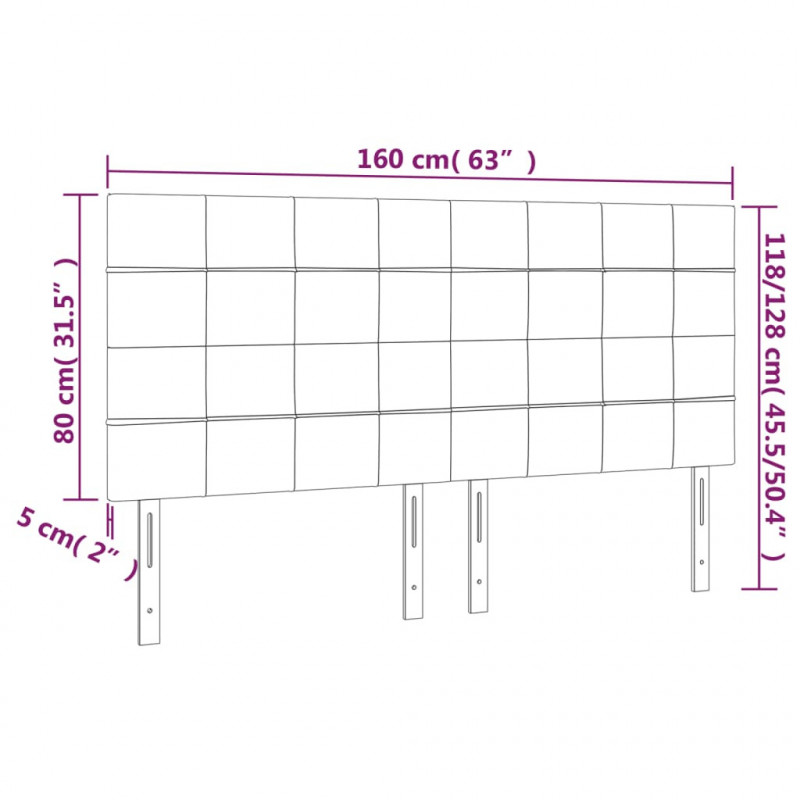 Zagłówek do łóżka z LED, kremowy, 160x5x118/128 cm, tkanina