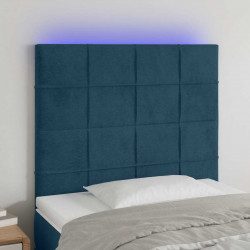 Zagłówek do łóżka z LED ciemnoniebieski, 90x5x118/128 cm