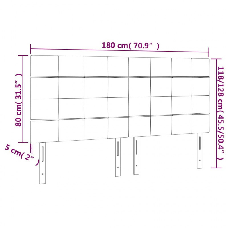 Zagłówek do łóżka z LED, ciemnoniebieski, 180x5x118/128 cm