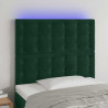 Zagłówek do łóżka z LED, ciemnozielony, 80x5x118/128cm, aksamit