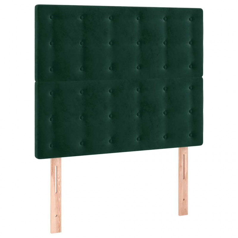 Zagłówek do łóżka z LED, ciemnozielony, 80x5x118/128cm, aksamit