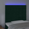 Zagłówek do łóżka z LED, ciemnozielony, 80x5x118/128cm, aksamit