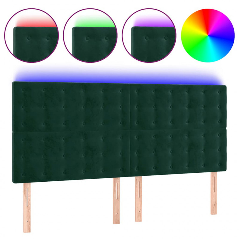 Zagłówek do łóżka z LED, ciemnozielony, 160x5x118/128 cm