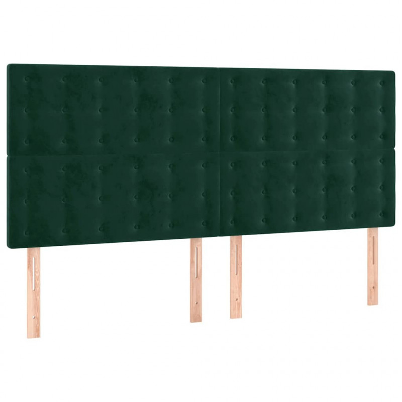 Zagłówek do łóżka z LED, ciemnozielony, 160x5x118/128 cm