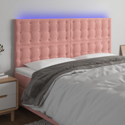 Zagłówek do łóżka z LED, różowy, 160x5x118/128 cm, aksamit