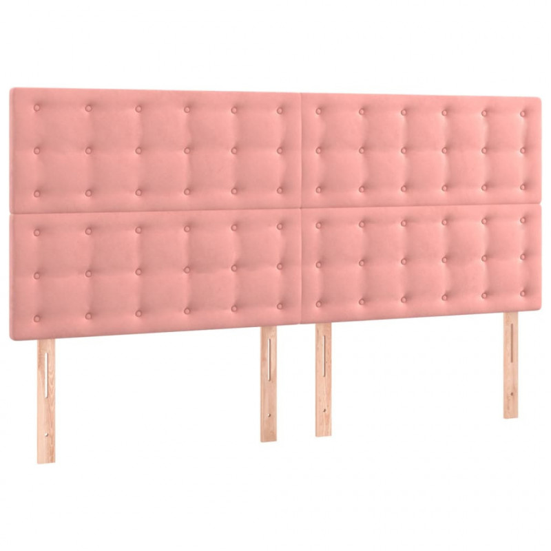 Zagłówek do łóżka z LED, różowy, 160x5x118/128 cm, aksamit