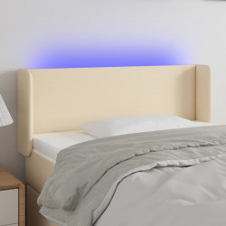 Zagłówek do łóżka z LED, kremowy, 83x16x78/88 cm, tkanina