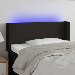 Zagłówek do łóżka z LED, czarny, 103x16x78/88 cm, tkanina
