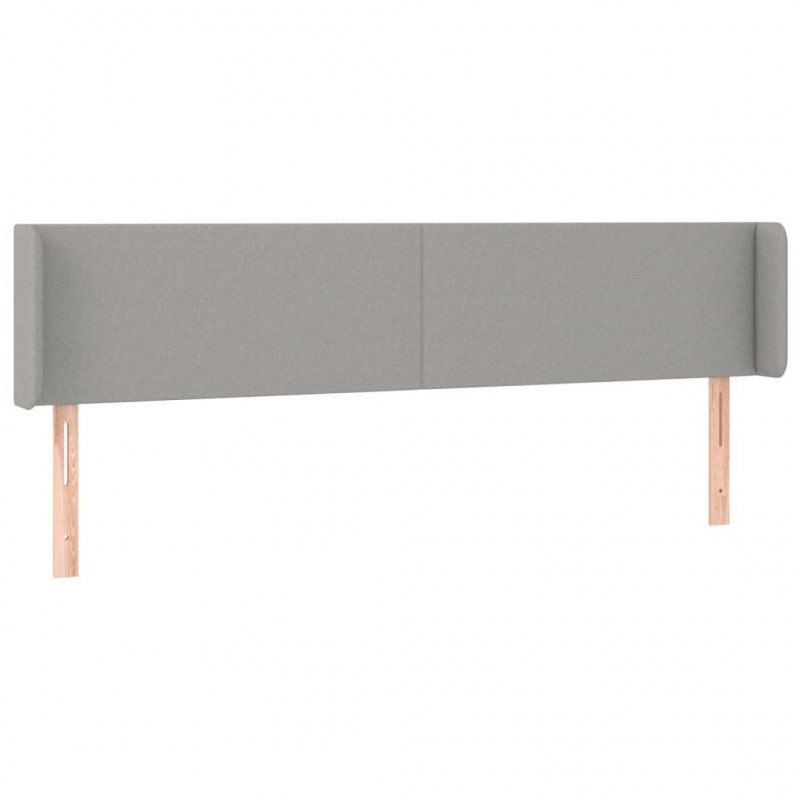 Zagłówek do łóżka z LED, jasnoszary, 163x16x78/88 cm, tkanina