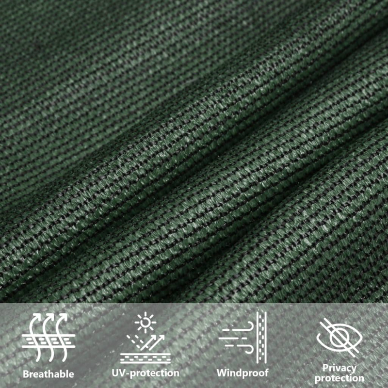 Żagiel przeciwsłoneczny, 160 g/m², ciemnozielony, 4x4 m, HDPE