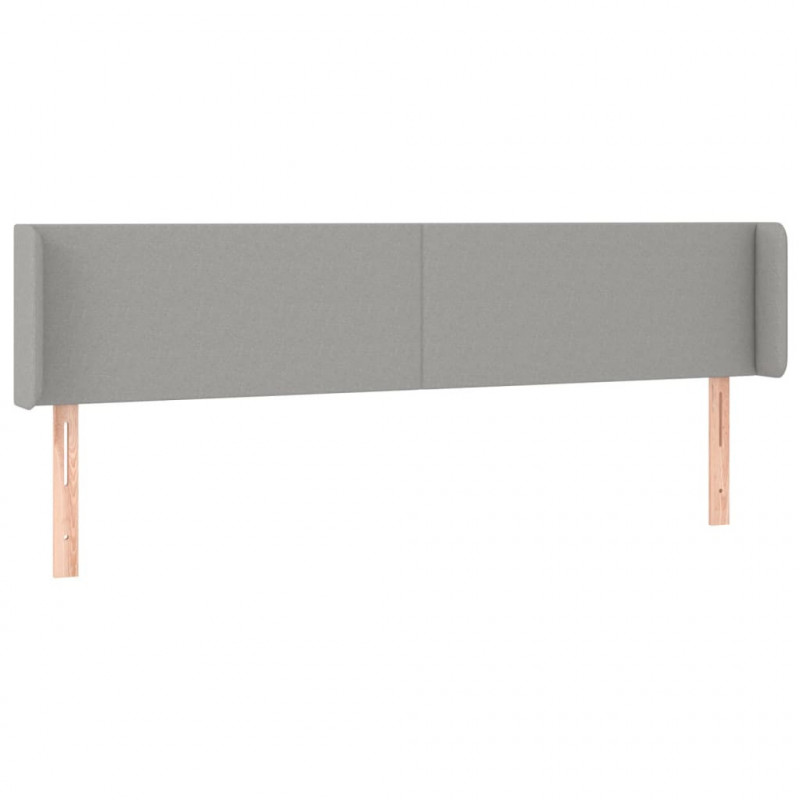 Zagłówek do łóżka z LED, jasnoszary, 183x16x78/88 cm, tkanina