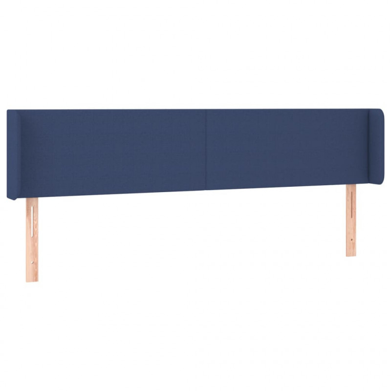 Zagłówek do łóżka z LED, niebieski, 203x16x78/88 cm, tkanina