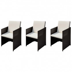 Krzesła ogrodowe 3 pcs Brązowy 56 x 52 x 87 cm Polirattan
