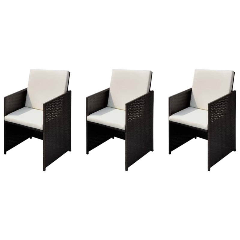 Krzesła ogrodowe 3 pcs Brązowy 56 x 52 x 87 cm Polirattan