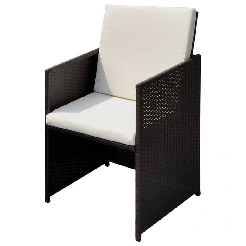 Krzesła ogrodowe 3 pcs Brązowy 56 x 52 x 87 cm Polirattan