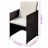 Krzesła ogrodowe 3 pcs Brązowy 56 x 52 x 87 cm Polirattan