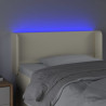 Zagłówek do łóżka z LED, kremowy, 83x16x78/88cm, sztuczna skóra